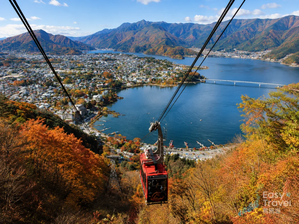 Mt Fuji Panoramic Ropeway overlooking Lake Kawaguchiko