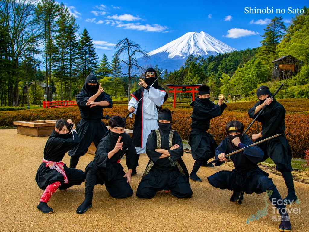 Oshino Shinobi no Sato ninja village with Mount Fuji
